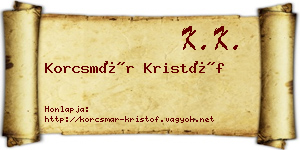 Korcsmár Kristóf névjegykártya