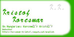 kristof korcsmar business card